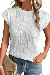 Solid Round Neck Loose Short Sleeved T-Shirt Top