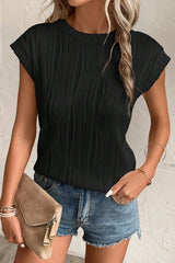 Wavy Texture Cap Sleeve