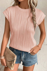 Wavy Texture Cap Sleeve