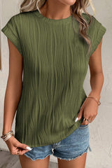 Wavy Texture Cap Sleeve