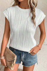 Wavy Texture Cap Sleeve