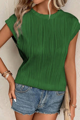 Wavy Texture Cap Sleeve