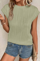 Wavy Texture Cap Sleeve