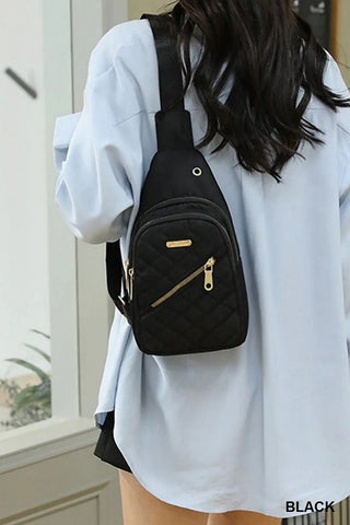 Quilted Multi-pocket Crossbody Sling Bag