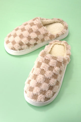 Plush Checker Comfy Cozy Slippers