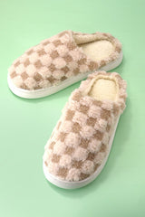 Plush Checker Comfy Cozy Slippers