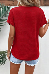 Loose V-Neck Short Sleeve Top