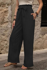 Tie Front Ruffled Elastic Waist Pants