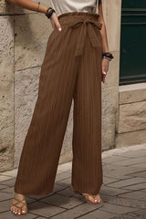 Tie Front Ruffled Elastic Waist Pants