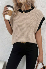 Contrast Trim Batwing Sleeve Knitted Top