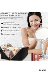 Woven Vegan Leather Cosmetic Makeup Travel Bag