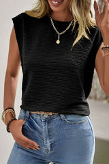Textured Batwing Sleeve Crew Neck Top