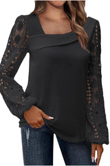 Lace Patchwork Knit Sweater Versatile Top