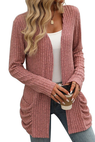 Knit Pocket Open Front Cardigan
