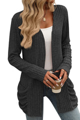 Knit Pocket Open Front Cardigan