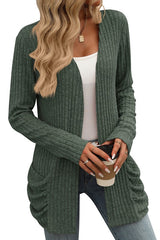Knit Pocket Open Front Cardigan
