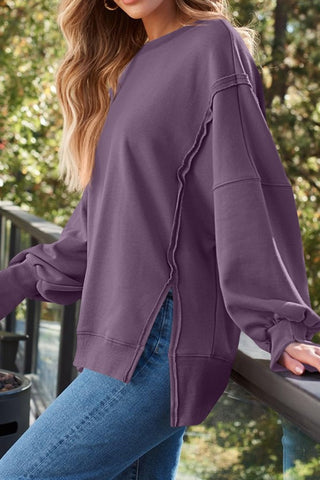Quilted Patchwork Exposed Seam Sweatshirt