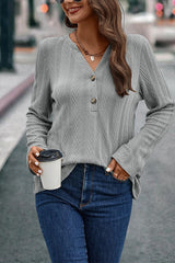 Button Knit Texture Top