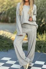 Long Sleeved Wide Leg Pant Set