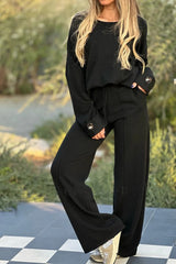Long Sleeved Wide Leg Pant Set