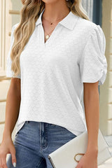 V-Neck Collar Short Sleeve Top