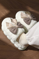 Bowknot Micro Fibre Plush Slippers SIZE UP - This run alittle small