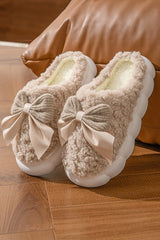 Bowknot Micro Fibre Plush Slippers SIZE UP - This run alittle small