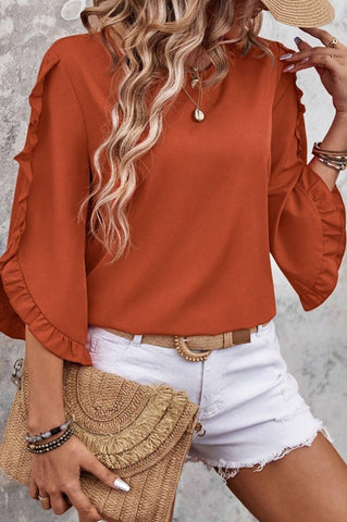 Round Neck 3/4 Sleeve Top
