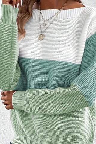 Splicing Round Neck Pullover Long Sleeve