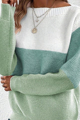 Splicing Round Neck Pullover Long Sleeve