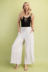Frayed Cropped Wide Leg Pants
