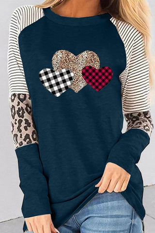 Checked Leopard Heart Top