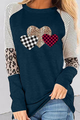 Checked Leopard Heart Top