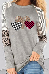 Checked Leopard Heart Top