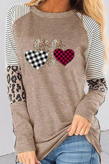 Checked Leopard Heart Top