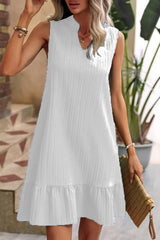 Sleeveless Dress With V-Neck Ruffle Hem