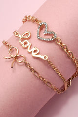 Charm Bracelet-multi Layer Love Bow Heart Charms