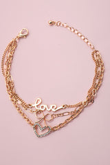 Charm Bracelet-multi Layer Love Bow Heart Charms