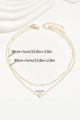 Plated Heart & Pearl Detail 2pcs Layered Necklace