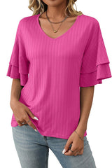 V-neck Ruffle Sleeve Top