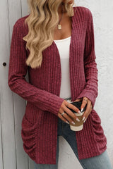 Cozy Ribbed Knit Cardigan With Pockets