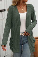 Cozy Ribbed Knit Cardigan With Pockets