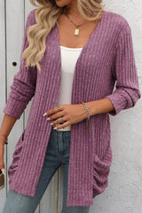 Cozy Ribbed Knit Cardigan With Pockets