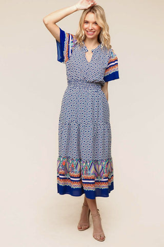 Fit and Flare Smocked Waist Maxi Dress
