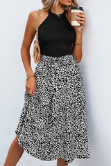 Halter Neck Leopard Color Block Chic Dress