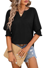V-Neck Smocking Sleeve Top
