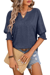 V-Neck Smocking Sleeve Top