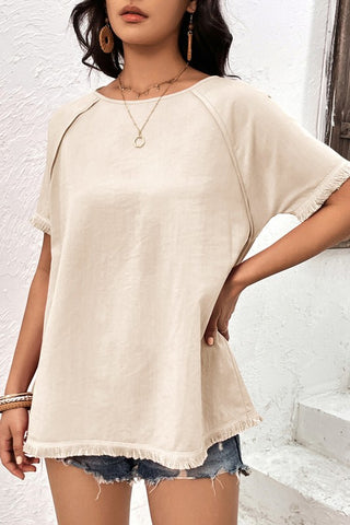 Fringed Trim Oversize Top
