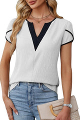 V-Neck Petal Short Sleeve Top