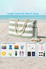 Striped Waterproof Canvas Large Capacity Tote Bag